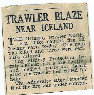 Trawler blaze near Iceland